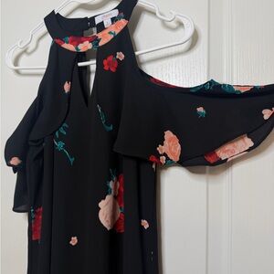 Candie's Black and Red Floral One Shoulder Dress